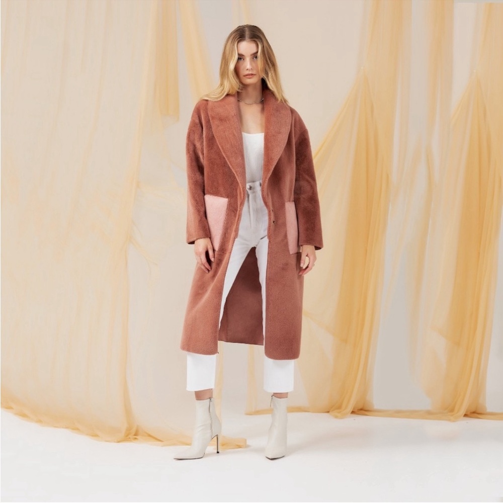 Bubish Luxe Charlotte Faux Fur Coat Color: ROSE WOOD Size: M Condition: NWT